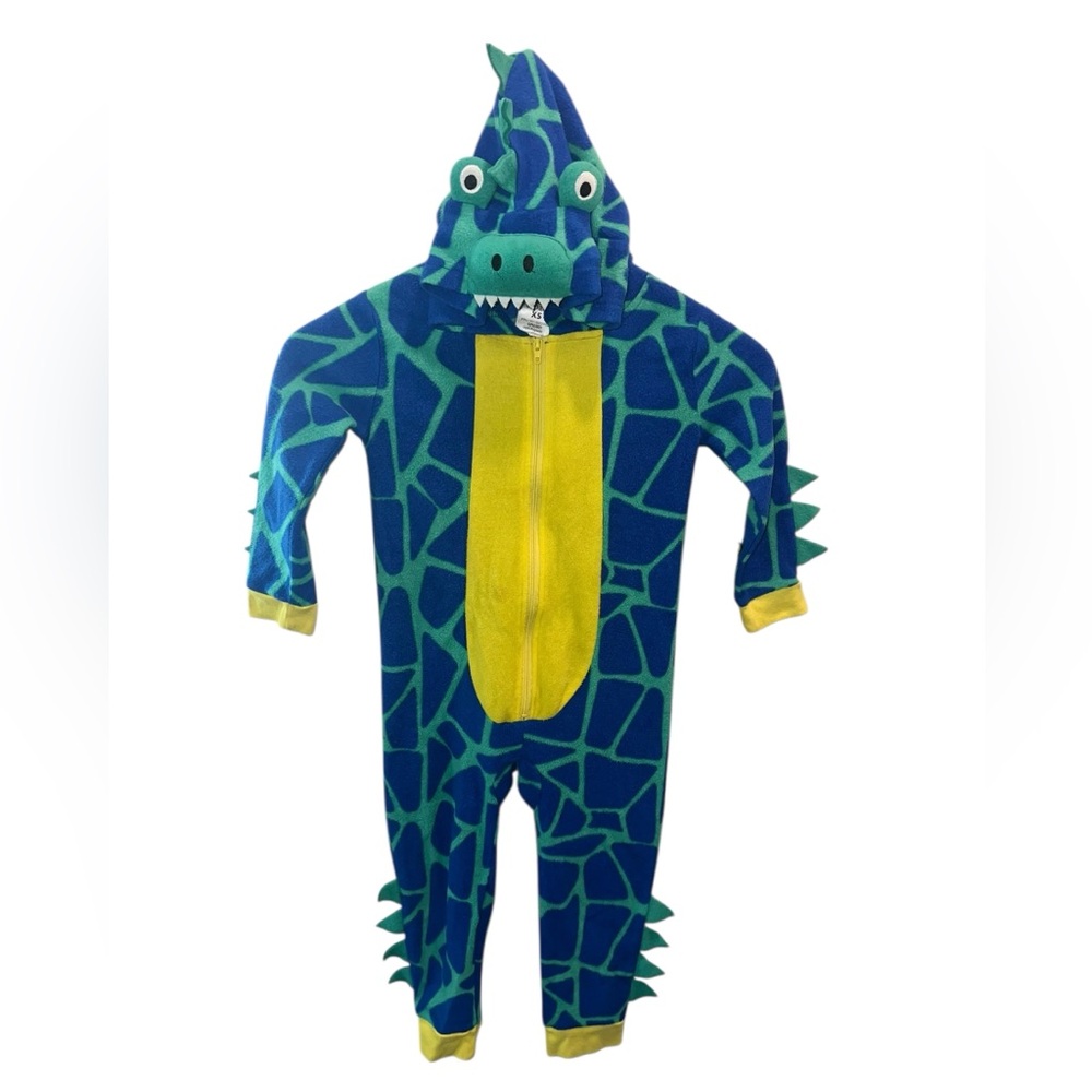 Lily & Dan Dino Hooded Fleece One-Piece Pajamas Costume Size Small
